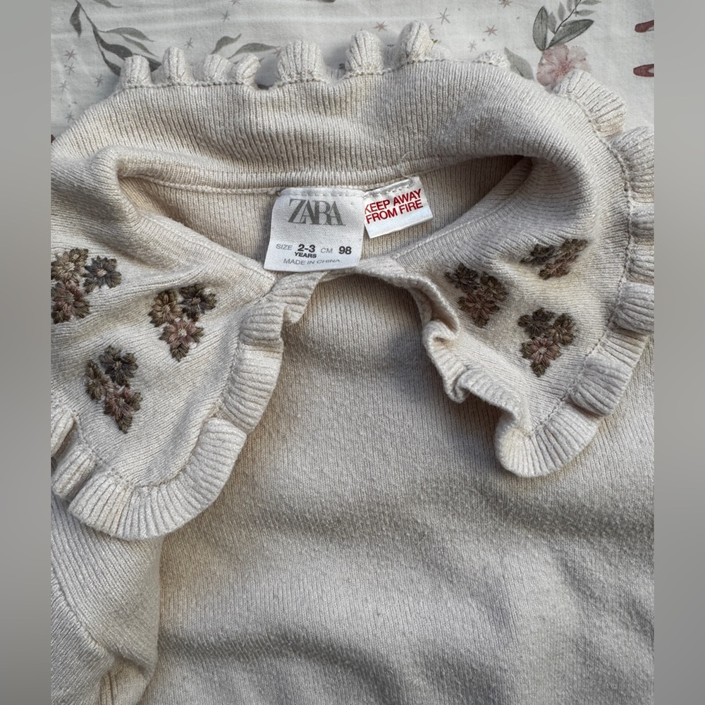 Zara Embroidered Knit Set Cream Girls 2-3 Years Cottagecore Minimalist - Picture 5 of 8